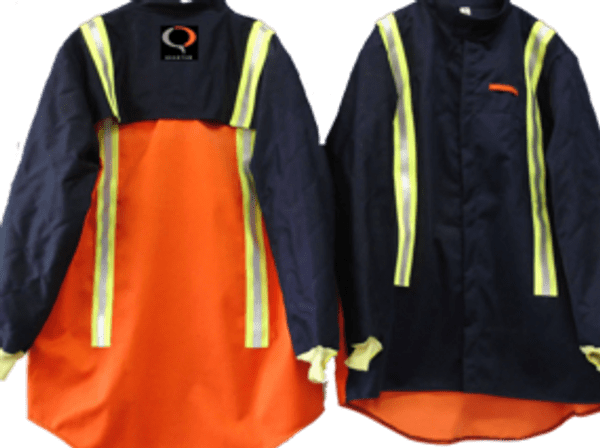 Orange, dark blue with jacket